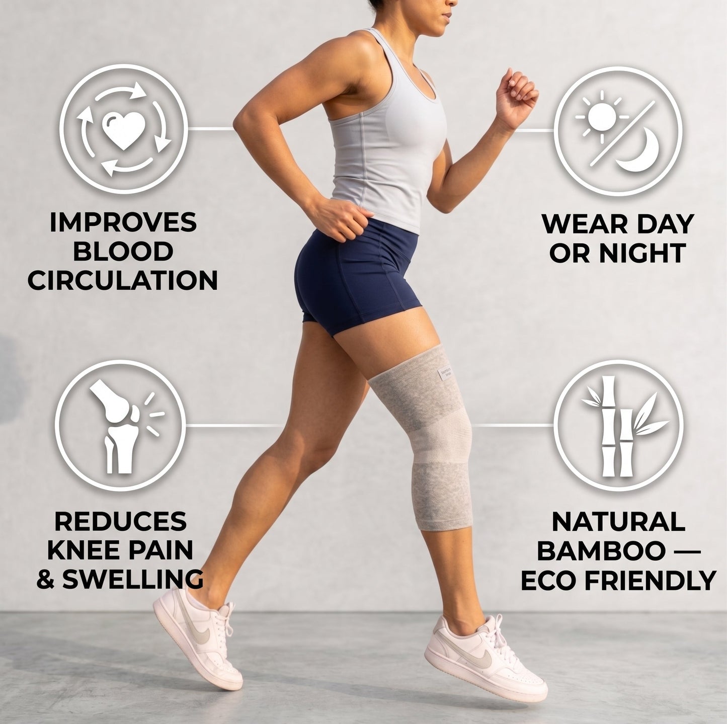Manchon de compression en bambou pour genou